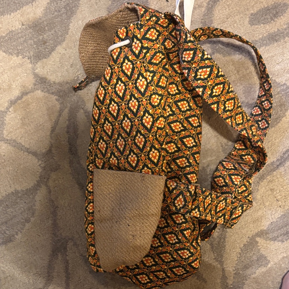 Orange Patterned Drawstring Backpack - Picture 8 of 8